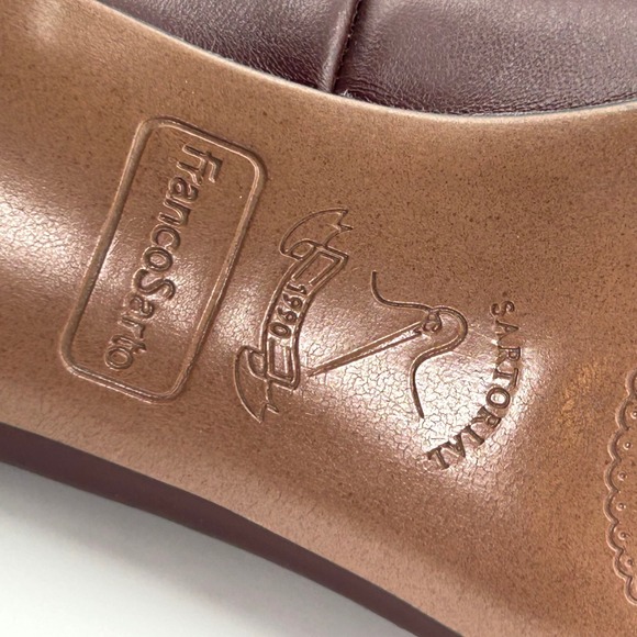 New Franco Sarto Salino Pumps Women 8.5 Burgundy Leather Square Toe Block Heel - Picture 7 of 8